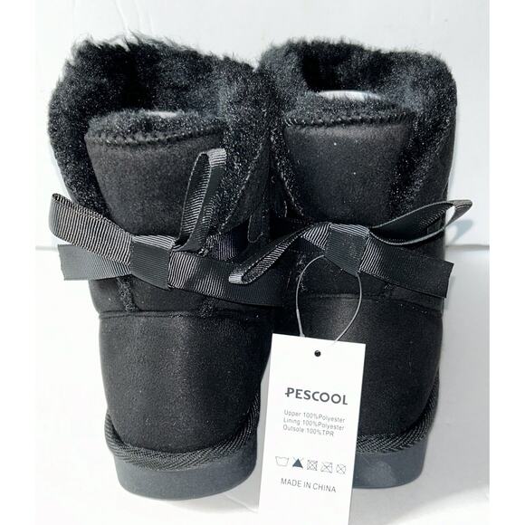 New Pescool Black Faux Fur Lined Ankle Boots EU 37 US 6.5 - Picture 4 of 5